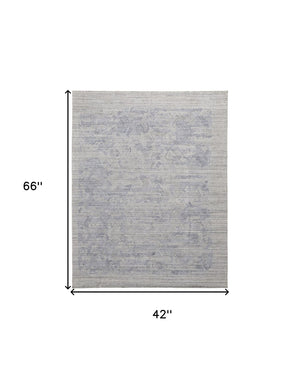 HomeRoots 4' Blue and Gray Abstract Hand Woven Area Rug – Distressed Design for Modern Interior Elegance 4' X 6' 513580