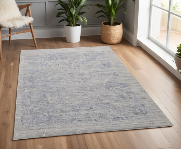 HomeRoots 4' Blue and Gray Abstract Hand Woven Area Rug – Distressed Design for Modern Interior Elegance 4' X 6' 513580