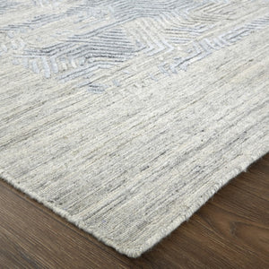 HomeRoots 4' Blue and Gray Abstract Hand Woven Area Rug – Distressed Design for Modern Interior Elegance 4' X 6' 513580