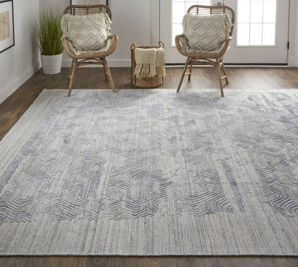 HomeRoots 4' Blue and Gray Abstract Hand Woven Area Rug – Distressed Design for Modern Interior Elegance 5' X 8' 513581