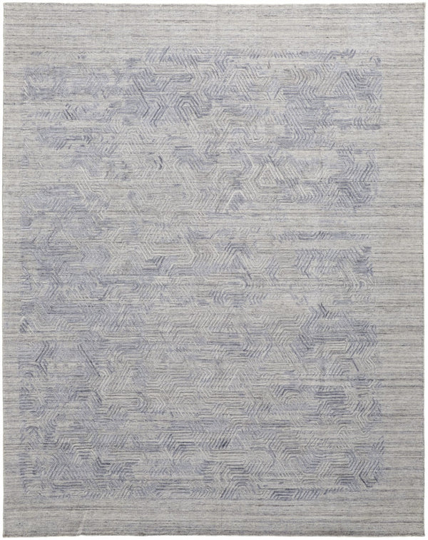 HomeRoots 4' Blue and Gray Abstract Hand Woven Area Rug – Distressed Design for Modern Interior Elegance 8' X 10' 513582