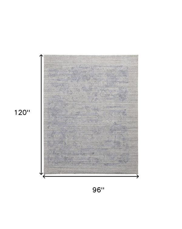 HomeRoots 4' Blue and Gray Abstract Hand Woven Area Rug – Distressed Design for Modern Interior Elegance 8' X 10' 513582