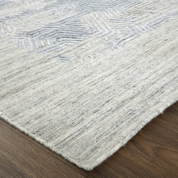 HomeRoots 4' Blue and Gray Abstract Hand Woven Area Rug – Distressed Design for Modern Interior Elegance 8' X 10' 513582
