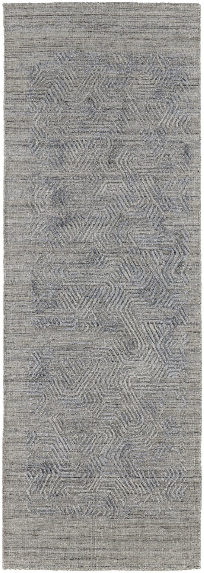 HomeRoots 4' Blue and Gray Abstract Hand Woven Area Rug – Distressed Design for Modern Interior Elegance 8' Runner 513586