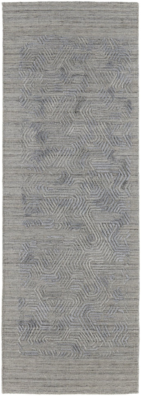 HomeRoots 4' Blue and Gray Abstract Hand Woven Area Rug – Distressed Design for Modern Interior Elegance 8' Runner 513586