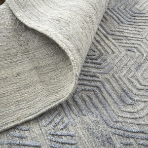 HomeRoots 4' Blue and Gray Abstract Hand Woven Area Rug – Distressed Design for Modern Interior Elegance 8' Runner 513586