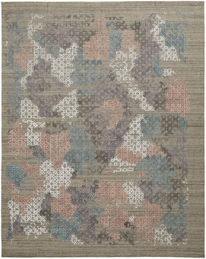 HomeRoots 4' Hand-Woven Pink and Blue Abstract Area Rug - Unique Distressed Design for Cozy Living Spaces 4' X 6' 513589