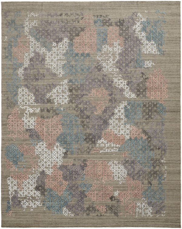 HomeRoots 4' Hand-Woven Pink and Blue Abstract Area Rug - Unique Distressed Design for Cozy Living Spaces 9' X 12' 513592