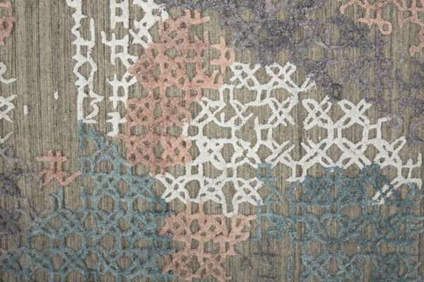 HomeRoots 4' Hand-Woven Pink and Blue Abstract Area Rug - Unique Distressed Design for Cozy Living Spaces 10' Runner 513594