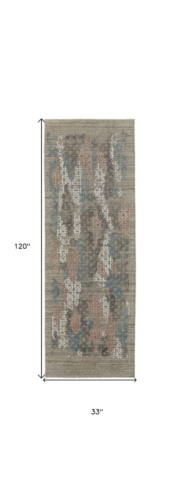 HomeRoots 4' Hand-Woven Pink and Blue Abstract Area Rug - Unique Distressed Design for Cozy Living Spaces 10' Runner 513594