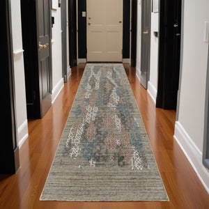 HomeRoots 4' Hand-Woven Pink and Blue Abstract Area Rug - Unique Distressed Design for Cozy Living Spaces 10' Runner 513594