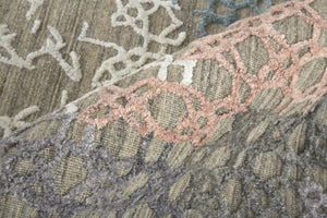 HomeRoots 4' Hand-Woven Pink and Blue Abstract Area Rug - Unique Distressed Design for Cozy Living Spaces 8' Runner 513595