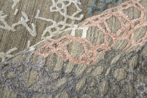 HomeRoots 4' Hand-Woven Pink and Blue Abstract Area Rug - Unique Distressed Design for Cozy Living Spaces 8' Runner 513595