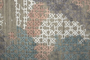 HomeRoots 4' Hand-Woven Pink and Blue Abstract Area Rug - Unique Distressed Design for Cozy Living Spaces 8' Runner 513595