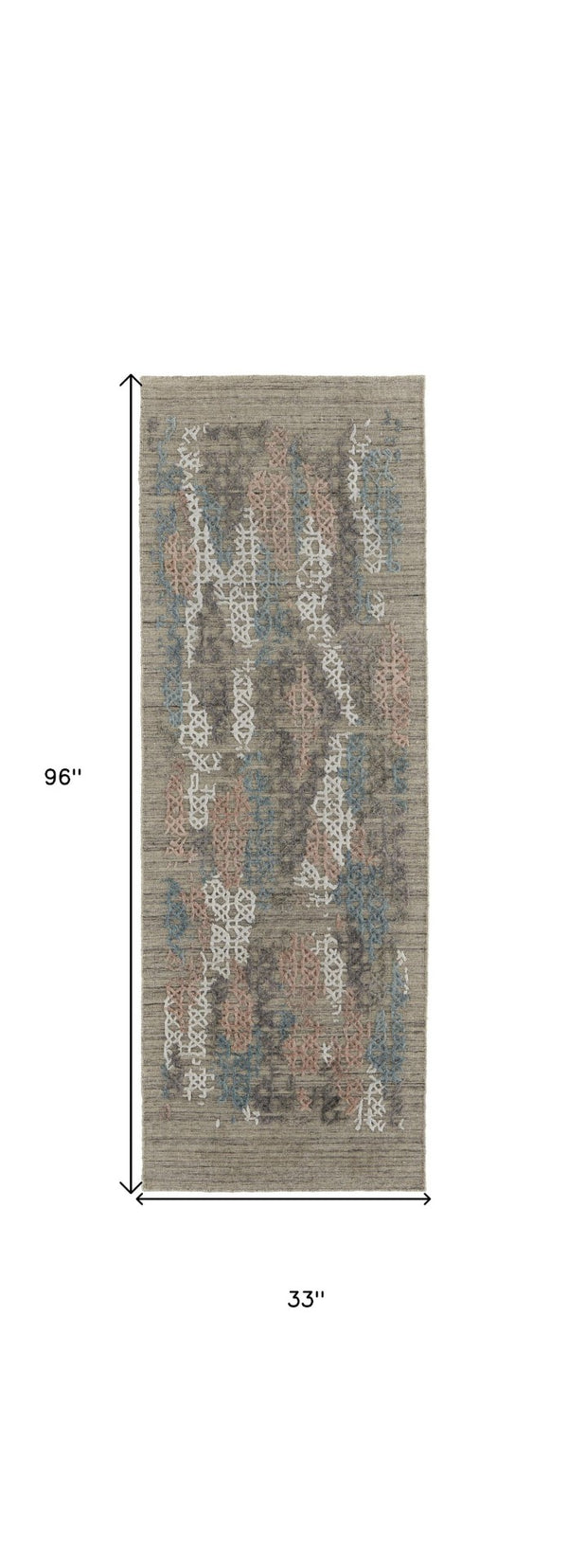 HomeRoots 4' Hand-Woven Pink and Blue Abstract Area Rug - Unique Distressed Design for Cozy Living Spaces 8' Runner 513595