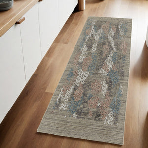 HomeRoots 4' Hand-Woven Pink and Blue Abstract Area Rug - Unique Distressed Design for Cozy Living Spaces 8' Runner 513595