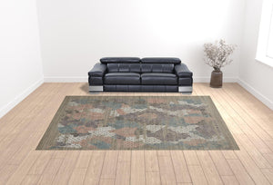 HomeRoots 4' Hand-Woven Pink and Blue Abstract Area Rug - Unique Distressed Design for Cozy Living Spaces 12' X 15' 513596
