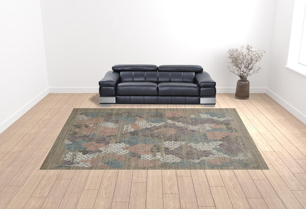 HomeRoots 4' Hand-Woven Pink and Blue Abstract Area Rug - Unique Distressed Design for Cozy Living Spaces 12' X 15' 513596