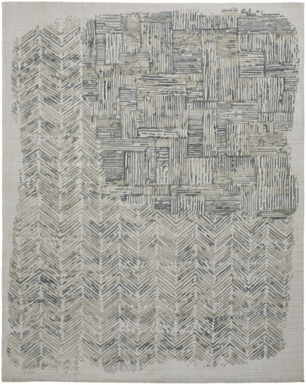 HomeRoots 4' Hand-Woven Blue and Ivory Abstract Area Rug for Modern Coastal Living - Unique Artisan Design 5' X 8' 513599