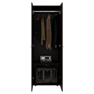 English Elm Stained Walnut 2-Door Wardrobe Cabinet - Elegant, Space-Saving Storage Solution For Small Spaces B062P373780-GIGA