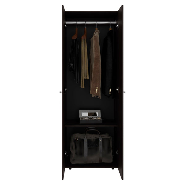 English Elm Stained Walnut 2-Door Wardrobe Cabinet - Elegant, Space-Saving Storage Solution For Small Spaces B062P373780-GIGA