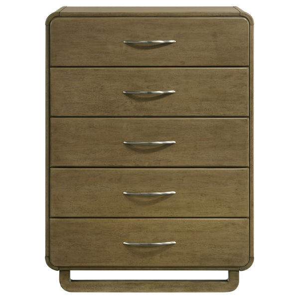 English Elm Tully Nutmeg 5-Drawer Chest - Modern Storage Solution With Warm Finish For Bedroom Elegance B062P374093-GIGA