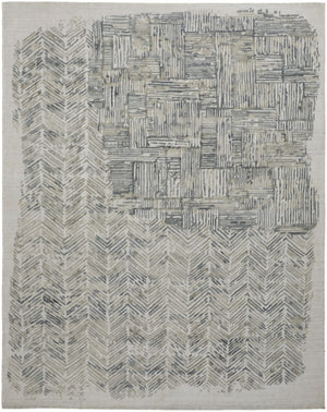 HomeRoots 4' Hand-Woven Blue and Ivory Abstract Area Rug for Modern Coastal Living - Unique Artisan Design 8' X 10' 513600