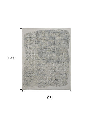 HomeRoots 4' Hand-Woven Blue and Ivory Abstract Area Rug for Modern Coastal Living - Unique Artisan Design 8' X 10' 513600