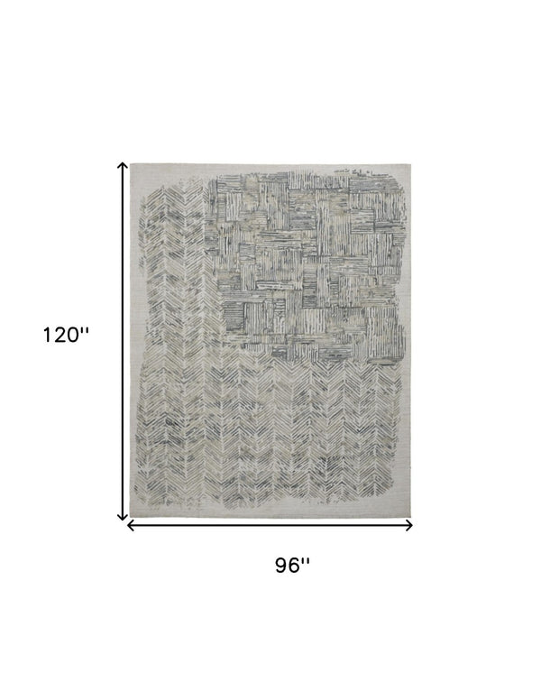 HomeRoots 4' Hand-Woven Blue and Ivory Abstract Area Rug for Modern Coastal Living - Unique Artisan Design 8' X 10' 513600