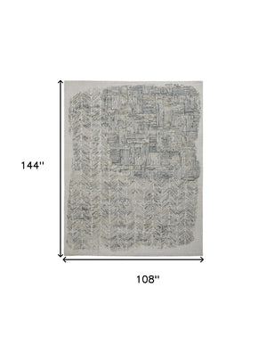 HomeRoots 4' Hand-Woven Blue and Ivory Abstract Area Rug for Modern Coastal Living - Unique Artisan Design 9' X 12' 513601