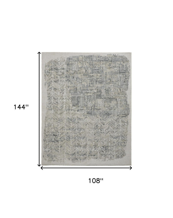 HomeRoots 4' Hand-Woven Blue and Ivory Abstract Area Rug for Modern Coastal Living - Unique Artisan Design 9' X 12' 513601