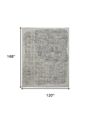 HomeRoots 4' Hand-Woven Blue and Ivory Abstract Area Rug for Modern Coastal Living - Unique Artisan Design 10' X 14' 513602