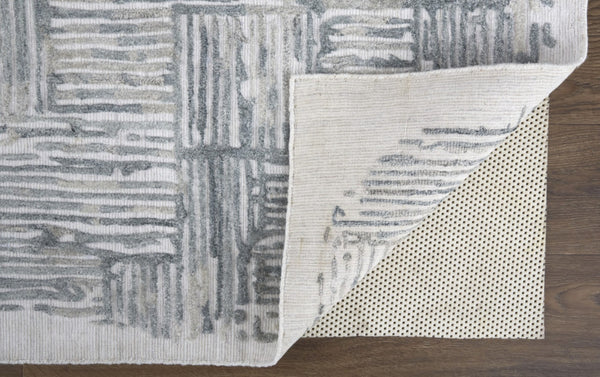 HomeRoots 4' Hand-Woven Blue and Ivory Abstract Area Rug for Modern Coastal Living - Unique Artisan Design 10' X 14' 513602