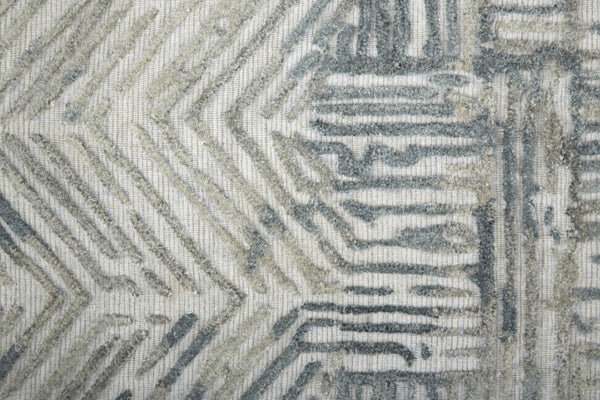 HomeRoots 4' Hand-Woven Blue and Ivory Abstract Area Rug for Modern Coastal Living - Unique Artisan Design 10' Runner 513603