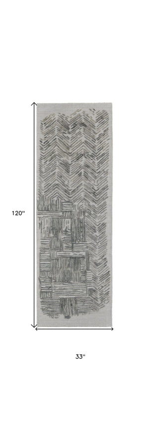 HomeRoots 4' Hand-Woven Blue and Ivory Abstract Area Rug for Modern Coastal Living - Unique Artisan Design 10' Runner 513603