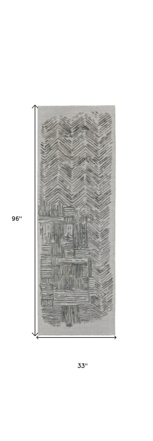 HomeRoots 4' Hand-Woven Blue and Ivory Abstract Area Rug for Modern Coastal Living - Unique Artisan Design 8' Runner 513604