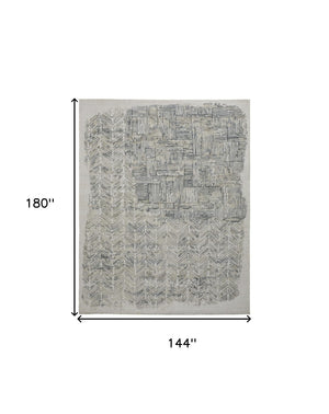 HomeRoots 4' Hand-Woven Blue and Ivory Abstract Area Rug for Modern Coastal Living - Unique Artisan Design 12' x 15' 513605