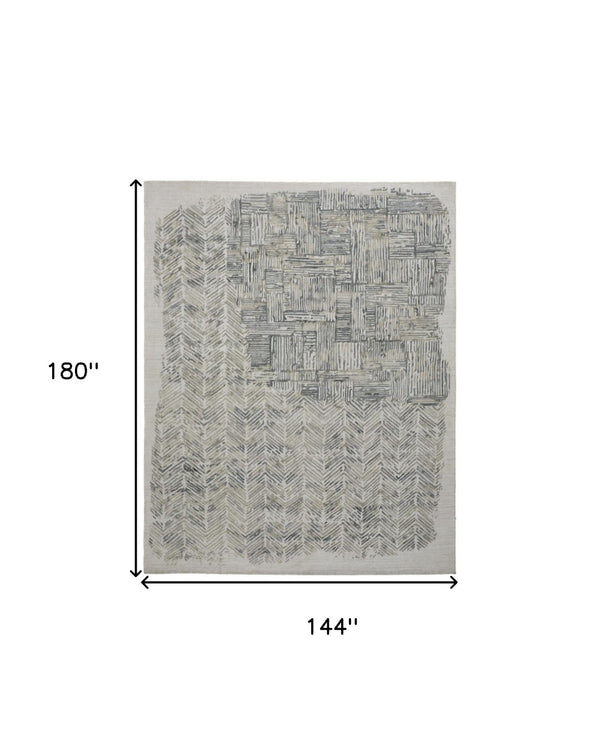 HomeRoots 4' Hand-Woven Blue and Ivory Abstract Area Rug for Modern Coastal Living - Unique Artisan Design 12' x 15' 513605