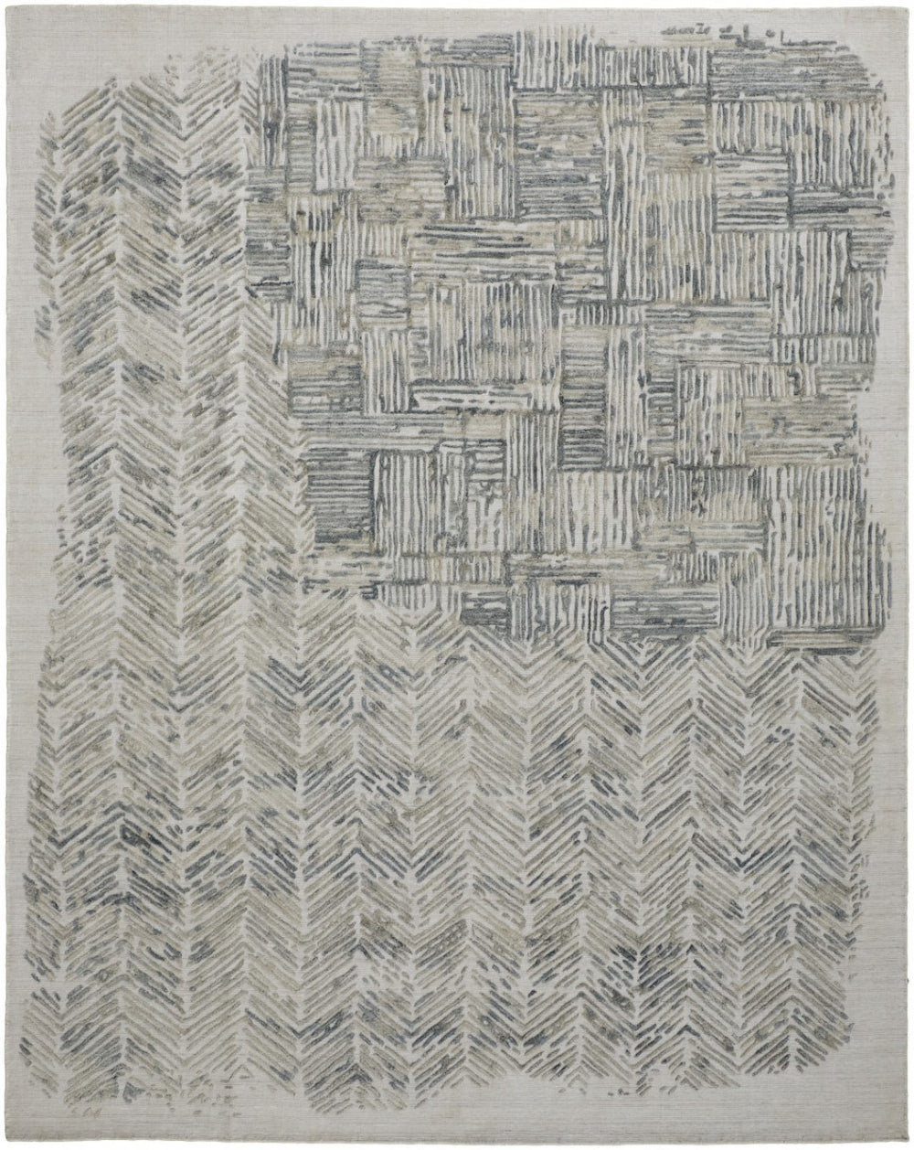 HomeRoots 4' Hand-Woven Blue and Ivory Abstract Area Rug for Modern Coastal Living - Unique Artisan Design 2' X 3' 513606