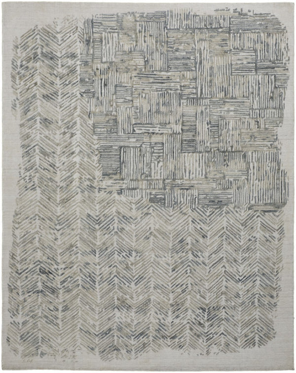 HomeRoots 4' Hand-Woven Blue and Ivory Abstract Area Rug for Modern Coastal Living - Unique Artisan Design 2' X 3' 513606