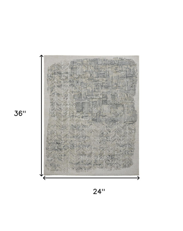 HomeRoots 4' Hand-Woven Blue and Ivory Abstract Area Rug for Modern Coastal Living - Unique Artisan Design 2' X 3' 513606