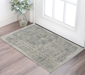 HomeRoots 4' Hand-Woven Blue and Ivory Abstract Area Rug for Modern Coastal Living - Unique Artisan Design 2' X 3' 513606