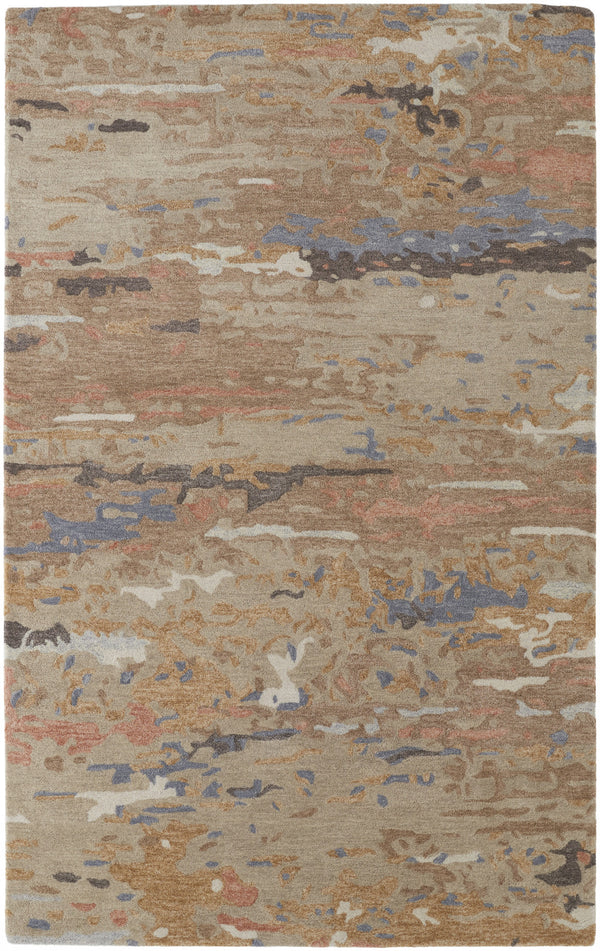 Homeroots 5' X 8' Tan And Blue Wool Abstract Hand Tufted Area Rug Tan,Blue Wool 513608