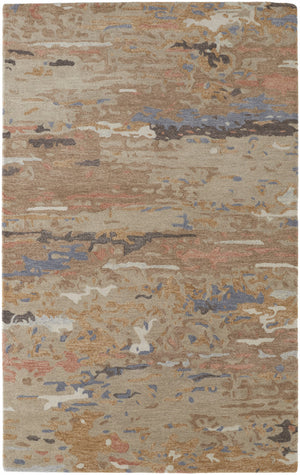 Homeroots 10' X 14' Tan And Blue Wool Abstract Tufted Handmade Stain Resistant Area Rug Tan,Blue Wool 513611