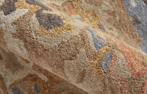 Homeroots 12' X 15' Tan And Blue Wool Abstract Tufted Handmade Area Rug Tan,Blue Wool 513612