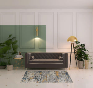 Homeroots 4' X 6' Gray Yellow And Blue Wool Abstract Tufted Handmade Stain Resistant Area Rug Gray,Yellow,Blue Wool 513614