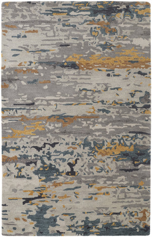 Homeroots 12' X 15' Gray Yellow And Blue Wool Abstract Tufted Handmade Area Rug Gray,Yellow,Blue Wool 513619