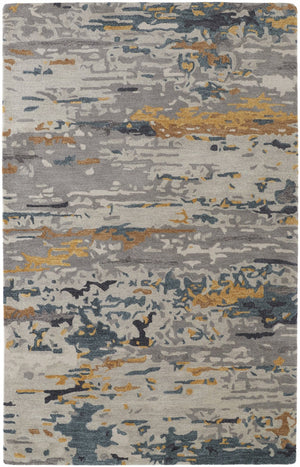 Homeroots 2' Tan And Blue Wool Abstract Tufted Handmade Area Rug - Stain Resistant, Perfect For Kids & Pets 2' X 3' Wool 513620