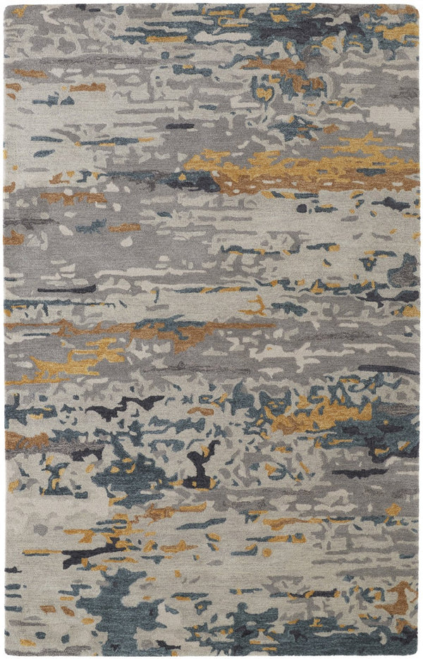 Homeroots 2' Tan And Blue Wool Abstract Tufted Handmade Area Rug - Stain Resistant, Perfect For Kids & Pets 2' X 3' Wool 513620