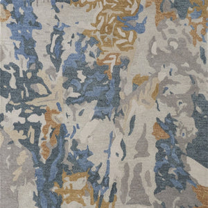 HomeRoots 4' Gray Blue and Gold Abstract Hand-Tufted Wool Area Rug for Cozy, Stylish Contemporary Spaces 5' X 8' 513629
